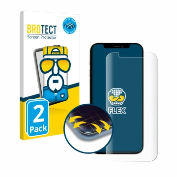 Parte frontale di una confezione del prodotto con il logo del marchio BROTECT. Accanto è raffigurato il dispositivo Apple iPho