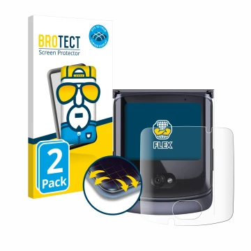 Parte frontale di una confezione del prodotto con il logo del marchio BROTECT. Accanto è raffigurato il dispositivo Motorola R