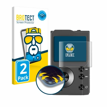 Parte frontale di una confezione del prodotto con il logo del marchio BROTECT. Accanto è raffigurato il dispositivo Surfans F2