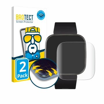 Parte frontale di una confezione del prodotto con il logo del marchio BROTECT. Accanto è raffigurato il dispositivo Fitbit Ver