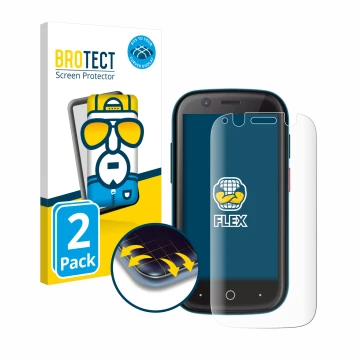 Parte frontale di una confezione del prodotto con il logo del marchio BROTECT. Accanto è raffigurato il dispositivo Unihertz J