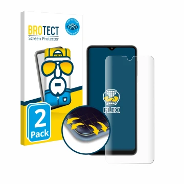 Parte frontale di una confezione del prodotto con il logo del marchio BROTECT. Accanto è raffigurato il dispositivo Samsung Ga
