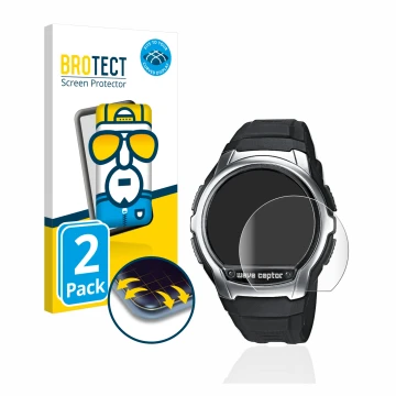 Parte frontale di una confezione del prodotto con il logo del marchio BROTECT. Accanto è raffigurato il dispositivo Casio Wave