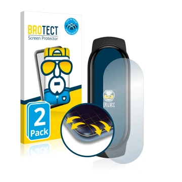 Parte frontale di una confezione del prodotto con il logo del marchio BROTECT. Accanto è raffigurato il dispositivo Xiaomi Mi 