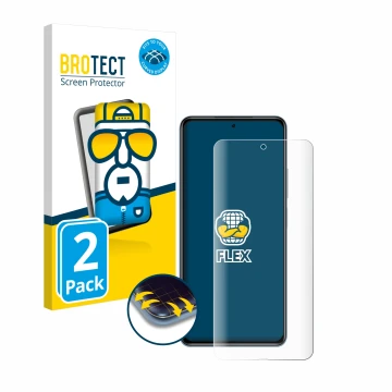 Parte frontale di una confezione del prodotto con il logo del marchio BROTECT. Accanto è raffigurato il dispositivo Xiaomi Poc