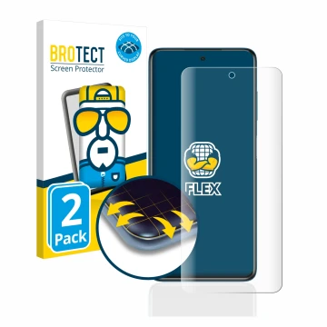 Parte frontale di una confezione del prodotto con il logo del marchio BROTECT. Accanto è raffigurato il dispositivo Xiaomi Poc