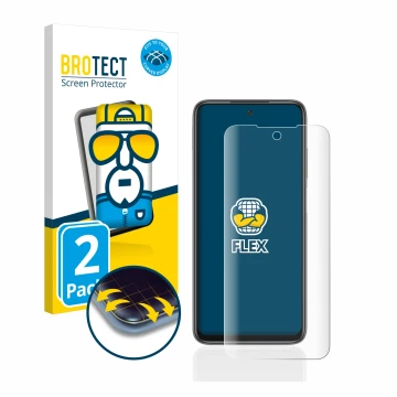 Parte frontale di una confezione del prodotto con il logo del marchio BROTECT. Accanto è raffigurato il dispositivo Xiaomi Red