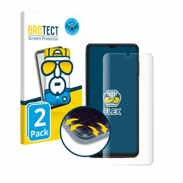 Parte frontale di una confezione del prodotto con il logo del marchio BROTECT. Accanto è raffigurato il dispositivo Samsung Ga