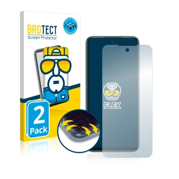 Parte frontale di una confezione del prodotto con il logo del marchio BROTECT. Accanto è raffigurato il dispositivo Xiaomi Red