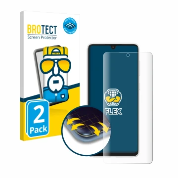 Parte frontale di una confezione del prodotto con il logo del marchio BROTECT. Accanto è raffigurato il dispositivo Samsung Ga