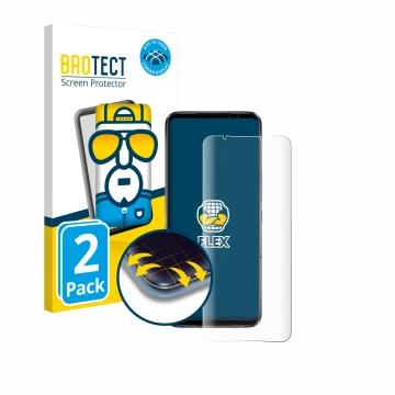 Parte frontale di una confezione del prodotto con il logo del marchio BROTECT. Accanto è raffigurato il dispositivo ASUS ROG P