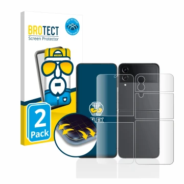 Parte frontale di una confezione del prodotto con il logo del marchio BROTECT. Accanto è raffigurato il dispositivo Samsung Ga
