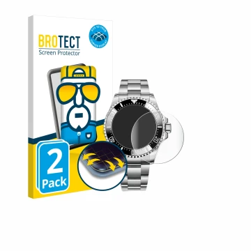 Parte frontale di una confezione del prodotto con il logo del marchio BROTECT. Accanto è raffigurato il dispositivo Rolex Sea-