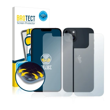 Parte frontale di una confezione del prodotto con il logo del marchio BROTECT. Accanto è raffigurato il dispositivo Apple iPho