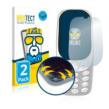 Parte frontale di una confezione del prodotto con il logo del marchio BROTECT. Accanto è raffigurato il dispositivo Nokia 3310