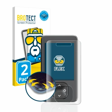 Parte frontale di una confezione del prodotto con il logo del marchio BROTECT. Accanto è raffigurato il dispositivo Dexcom G7 