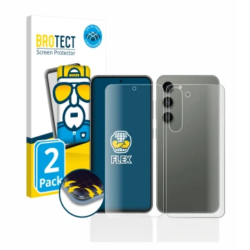 Parte frontale di una confezione del prodotto con il logo del marchio BROTECT. Accanto è raffigurato il dispositivo Samsung Ga