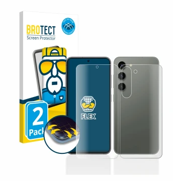 Parte frontale di una confezione del prodotto con il logo del marchio BROTECT. Accanto è raffigurato il dispositivo Samsung Ga