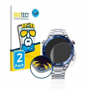 Parte frontale di una confezione del prodotto con il logo del marchio BROTECT. Accanto è raffigurato il dispositivo Huawei Wat