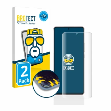 Parte frontale di una confezione del prodotto con il logo del marchio BROTECT. Accanto è raffigurato il dispositivo Xiaomi Red