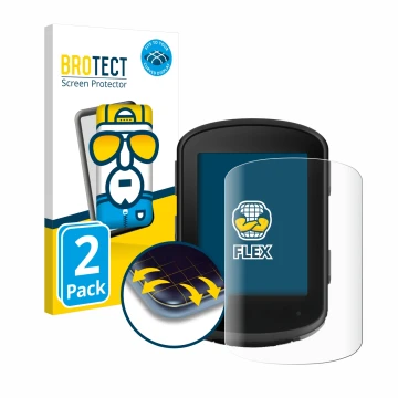 Parte frontale di una confezione del prodotto con il logo del marchio BROTECT. Accanto è raffigurato il dispositivo Garmin Edg