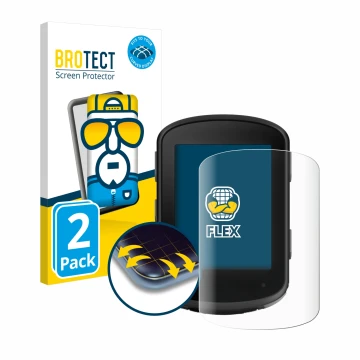 Parte frontale di una confezione del prodotto con il logo del marchio BROTECT. Accanto è raffigurato il dispositivo Garmin Edg