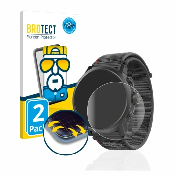 Parte frontale di una confezione del prodotto con il logo del marchio BROTECT. Accanto è raffigurato il dispositivo Coros Apex