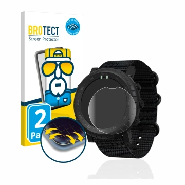 Parte frontale di una confezione del prodotto con il logo del marchio BROTECT. Accanto è raffigurato il dispositivo Suunto Cor
