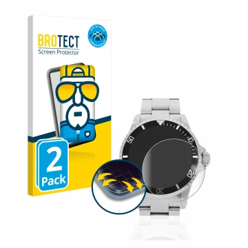 Parte frontale di una confezione del prodotto con il logo del marchio BROTECT. Accanto è raffigurato il dispositivo Rolex Subm