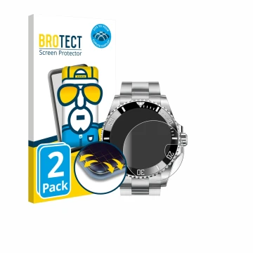 Parte frontale di una confezione del prodotto con il logo del marchio BROTECT. Accanto è raffigurato il dispositivo Rolex Subm