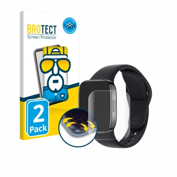 Parte frontale di una confezione del prodotto con il logo del marchio BROTECT. Accanto è raffigurato il dispositivo Xiaomi Red