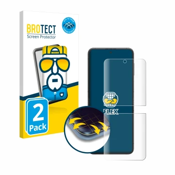 Parte frontale di una confezione del prodotto con il logo del marchio BROTECT. Accanto è raffigurato il dispositivo Samsung Ga