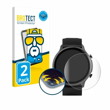 Parte frontale di una confezione del prodotto con il logo del marchio BROTECT. Accanto è raffigurato il dispositivo Hama Fit W