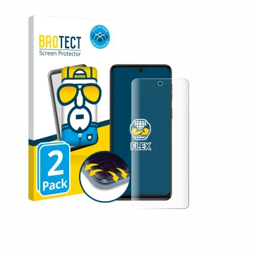 Parte frontale di una confezione del prodotto con il logo del marchio BROTECT. Accanto è raffigurato il dispositivo Motorola M