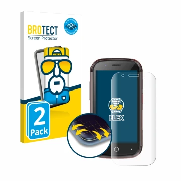 Parte frontale di una confezione del prodotto con il logo del marchio BROTECT. Accanto è raffigurato il dispositivo Unihertz J