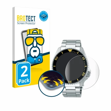Parte frontale di una confezione del prodotto con il logo del marchio BROTECT. Accanto è raffigurato il dispositivo Seiko 5 Sp