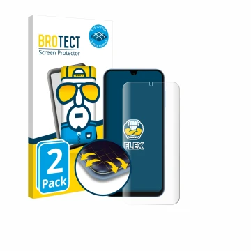 Parte frontale di una confezione del prodotto con il logo del marchio BROTECT. Accanto è raffigurato il dispositivo Samsung Ga