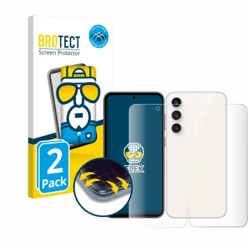 Parte frontale di una confezione del prodotto con il logo del marchio BROTECT. Accanto è raffigurato il dispositivo Samsung Ga
