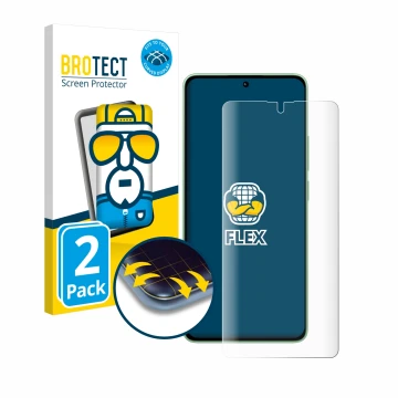 Parte frontale di una confezione del prodotto con il logo del marchio BROTECT. Accanto è raffigurato il dispositivo Xiaomi Red