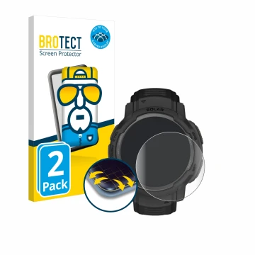 Parte frontale di una confezione del prodotto con il logo del marchio BROTECT. Accanto è raffigurato il dispositivo Garmin Ins