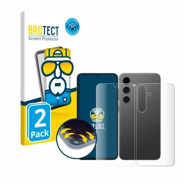 Parte frontale di una confezione del prodotto con il logo del marchio BROTECT. Accanto è raffigurato il dispositivo Samsung Ga