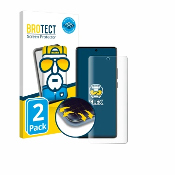 Parte frontale di una confezione del prodotto con il logo del marchio BROTECT. Accanto è raffigurato il dispositivo Vivo X90 P