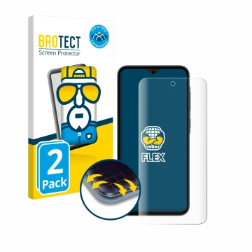 Parte frontale di una confezione del prodotto con il logo del marchio BROTECT. Accanto è raffigurato il dispositivo Samsung Ga