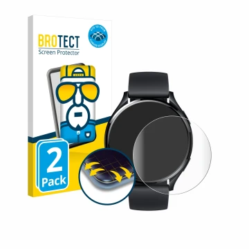 Parte frontale di una confezione del prodotto con il logo del marchio BROTECT. Accanto è raffigurato il dispositivo Xiaomi Wat