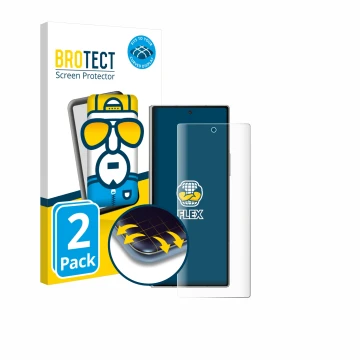 Parte frontale di una confezione del prodotto con il logo del marchio BROTECT. Accanto è raffigurato il dispositivo Samsung Ga
