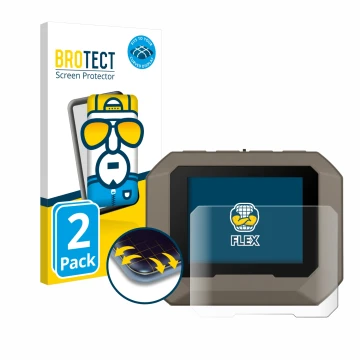 Parte frontale di una confezione del prodotto con il logo del marchio BROTECT. Accanto è raffigurato il dispositivo Garmin Xer