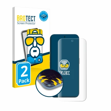 Parte frontale di una confezione del prodotto con il logo del marchio BROTECT. Accanto è raffigurato il dispositivo Nothing Ph