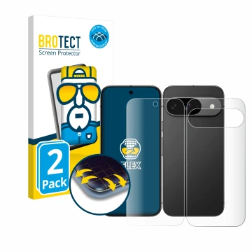 Parte frontale di una confezione del prodotto con il logo del marchio BROTECT. Accanto è raffigurato il dispositivo Google Pix