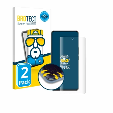 Parte frontale di una confezione del prodotto con il logo del marchio BROTECT. Accanto è raffigurato il dispositivo Vivo T2 Pr