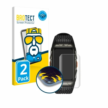 Parte frontale di una confezione del prodotto con il logo del marchio BROTECT. Accanto è raffigurato il dispositivo Kospet Tan